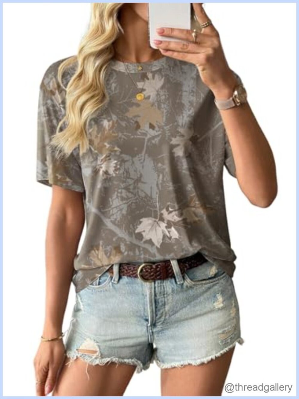 Womens Oversized Camo Graphic Tee Casual Short Sleeve Crewneck Summer Top